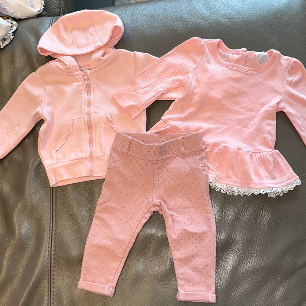 Three pieces, zip up hoodie, long sleeve top and pants